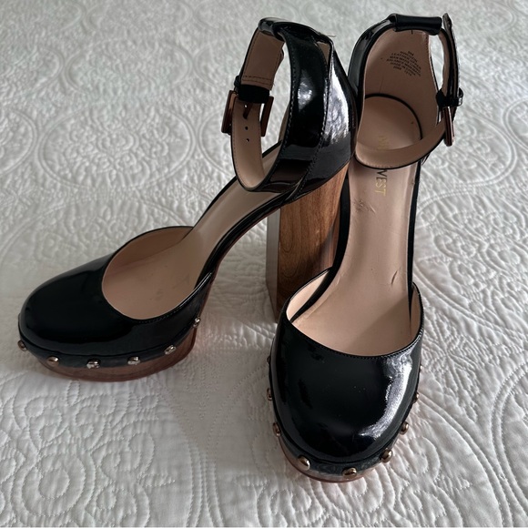 Nine West Cuzin Black Patent Platform Heel Clogs | Size 9 - Picture 2 of 9